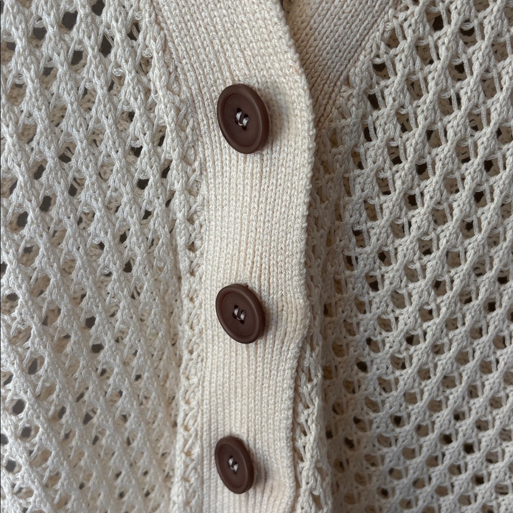 Spiritual Gangster Open Knit Cardigan Cream Cottagecore Lightweight Layering - Picture 9 of 14